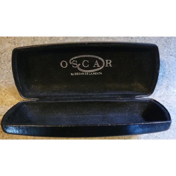 Oscar de la Renta Black Faux Leather Hard Glasses Eyeglass Case Protective - Picture 1 of 3